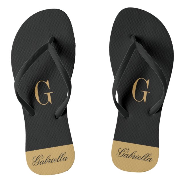 Gold Black Jandals (Footbed)