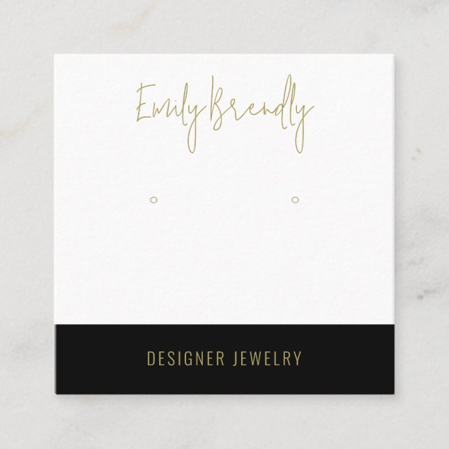Gold Black Jewellery Earring Display Business Card (Front)