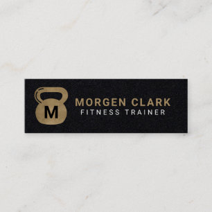 Gold & Black Kettlebell Personal Fitness Trainer Mini Business Card
