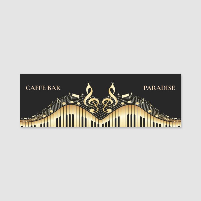 Gold & Black Keyboard Name Tag (Front)