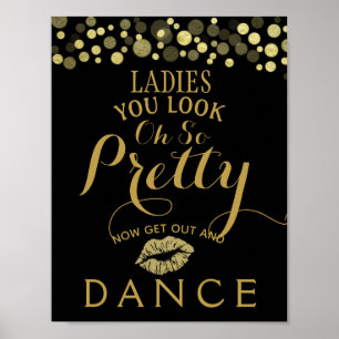 Gold & Black Ladies BATHROOM wedding sign