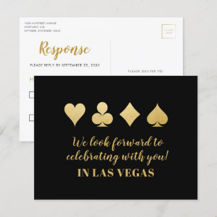 Gold Black Las Vegas Wedding RSVP Response Card