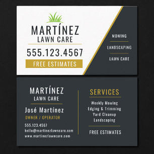 Gold & Black Lawn Care Landscaping Grass Cutting Business Card