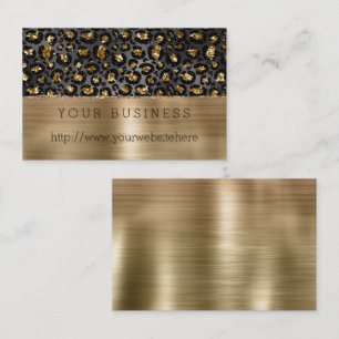 Gold Black Leopard Glitter Business Card