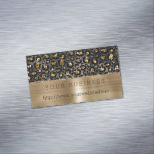 Gold Black Leopard Glitter Magnetic Business Card
