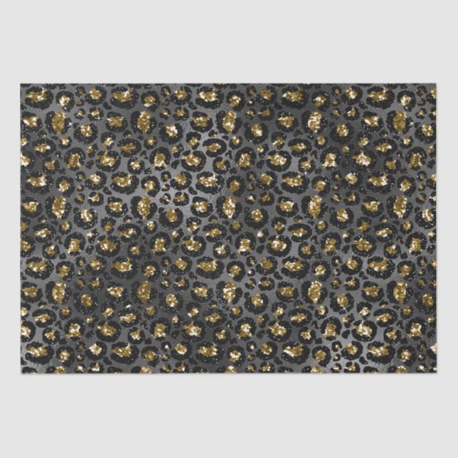 Gold Black Leopard Glitter  Tissue Paper (Front)