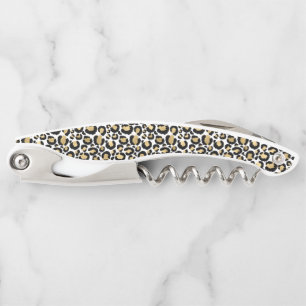 Gold Black Leopard Print Corkscrew