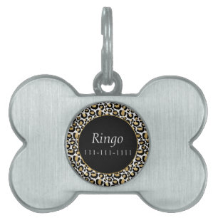 Gold Black Leopard Print Pet ID Tag