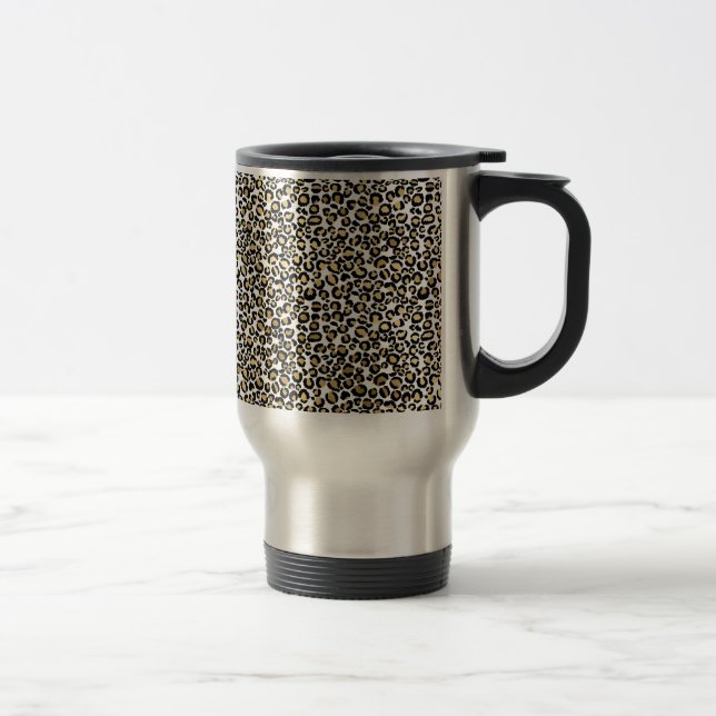 Gold Black Leopard Print Travel Mug (Right)