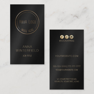 Gold black logo elegant modern social media business card