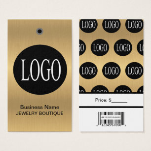 Gold Black Logo with Bar Code Jewellery Price Tags