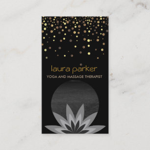 Gold Black Lotus Flower Logo Yoga Healing Health Business Card