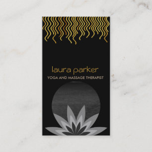 Gold Black Lotus Flower Logo Yoga Healing Health Business Card