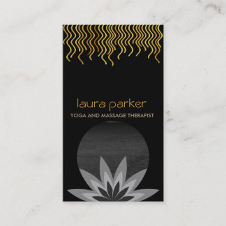 Gold Black Lotus Flower Logo Yoga Healing Health Business Card