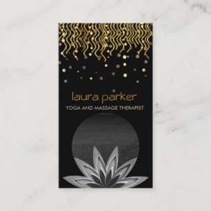 Gold Black Lotus Flower Logo Yoga Healing Health Business Card