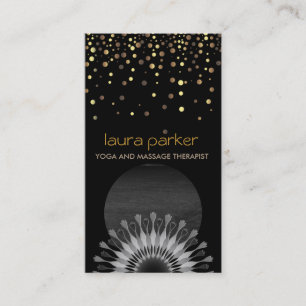 Gold Black Lotus Flower Logo Yoga Healing Health Business Card