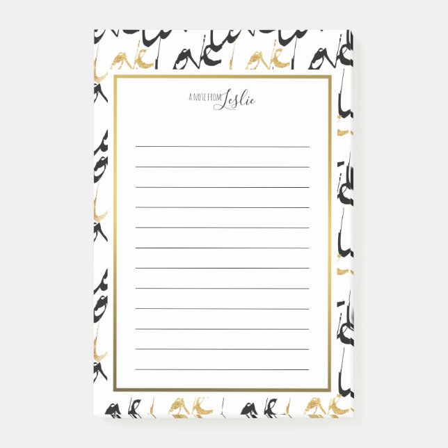 Gold & Black LOVE A Note From Notepad (Front)