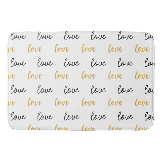 Gold Black Love Bath Mat (Front)