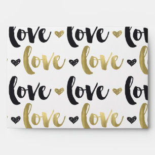 Gold Black Love Heart Envelopes