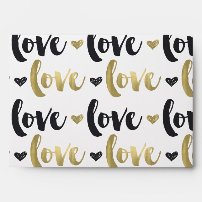 Gold Black Love Heart Envelopes (Front)