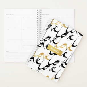 Gold & Black LOVE Pattern Calendar Planner
