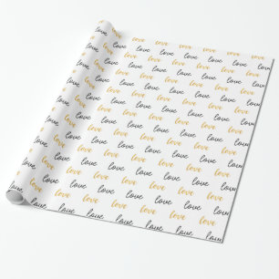 Gold Black Love Wrapping Paper