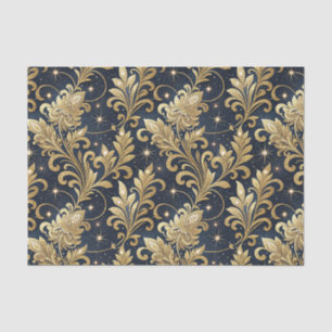 Gold & Black Luxurious Regal Damask Floral Pattern Tissue Paper