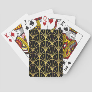 Gold Black Luxury Art Deco Fan Pattern Playing Cards