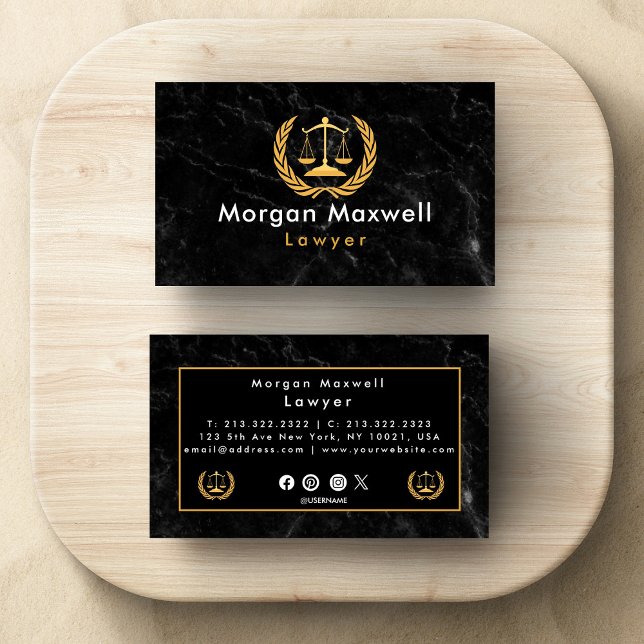 Gold Black Luxury Professional Lawyer  Business Card (Creator Uploaded)