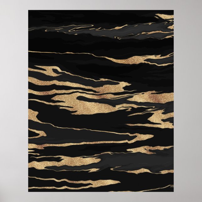 Gold Black Marble Abstract Painting Poster (Front)