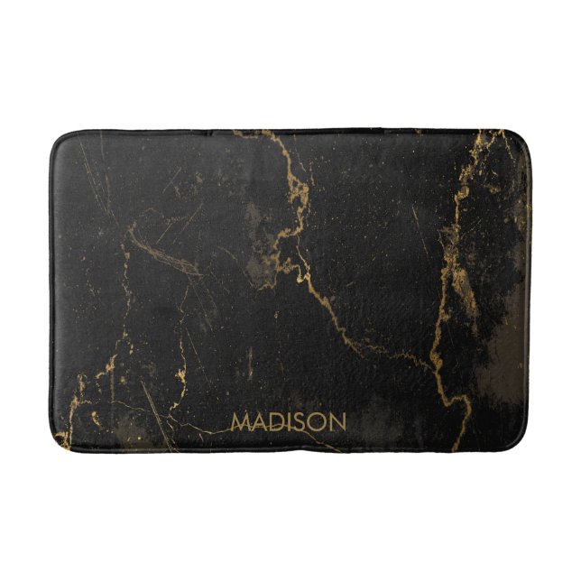 Gold Black Marble Bath Mat (Front)