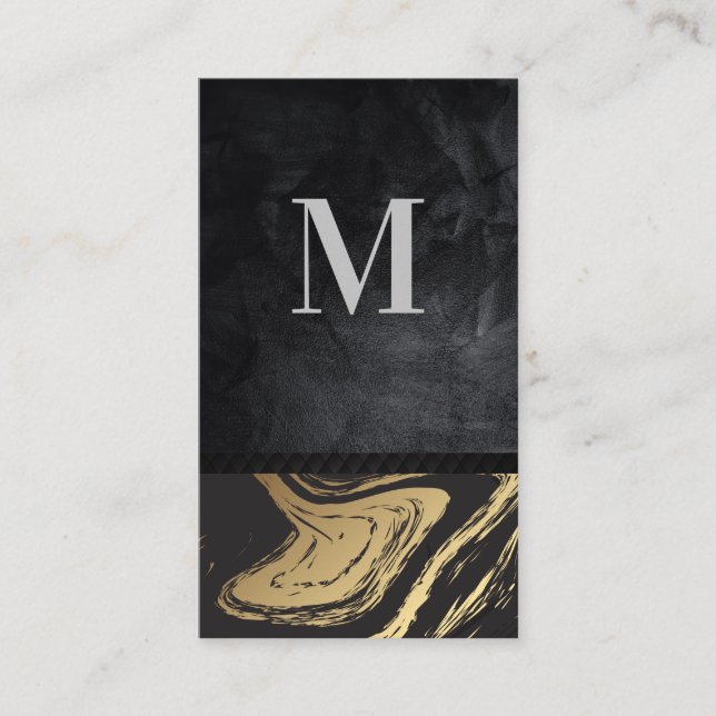 Gold Black Marble | Black Texture Business Card (Front)