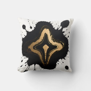 Gold Black Marble Fluid Abstract Luxury Cushion