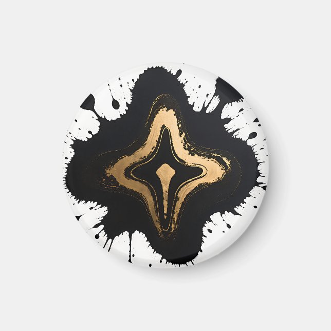 Gold Black Marble Fluid Abstract Luxury Magnet (Front)