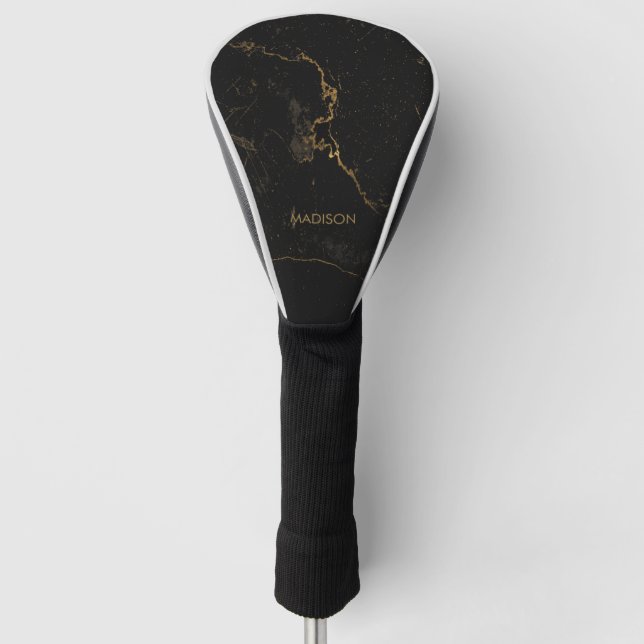 Gold Black Marble Golf Head Cover (Front)