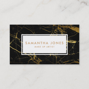 Gold Black Marble Make Up Artist Business Cards