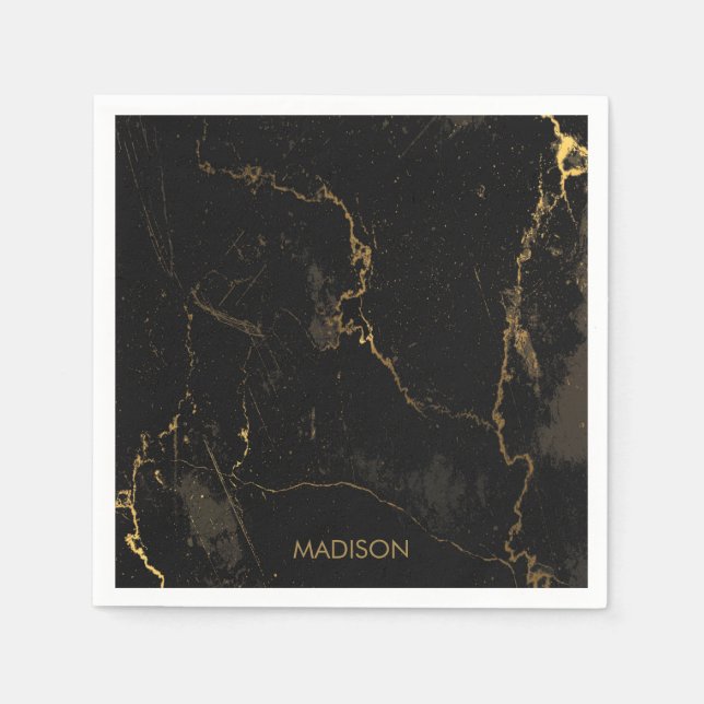Gold Black Marble Napkin (Front)