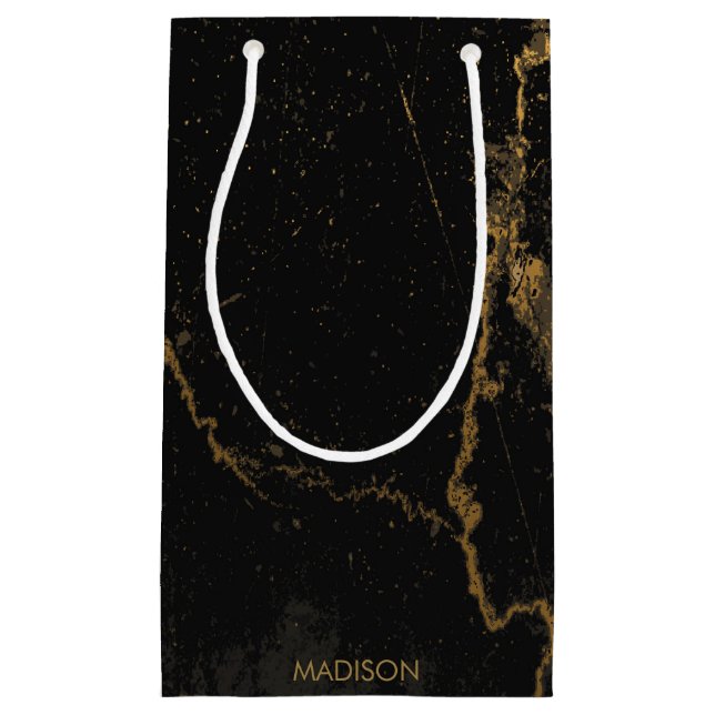 Gold Black Marble Small Gift Bag (Front)