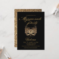 Gold Black Masquerade Party Birthday