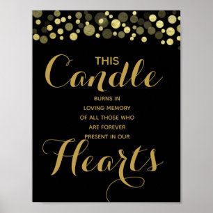 Gold & Black Memory candle sign for wedding