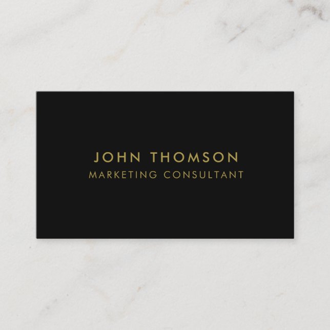 Gold Black Minimalist Modern Professional Business Card (Front)