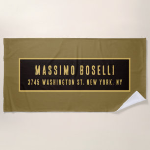 Gold & Black Minimalist Professional Modern Beach Towel