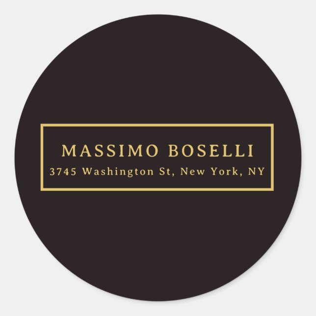 Gold & Black Minimalist Professional Modern Classic Round Sticker (Front)