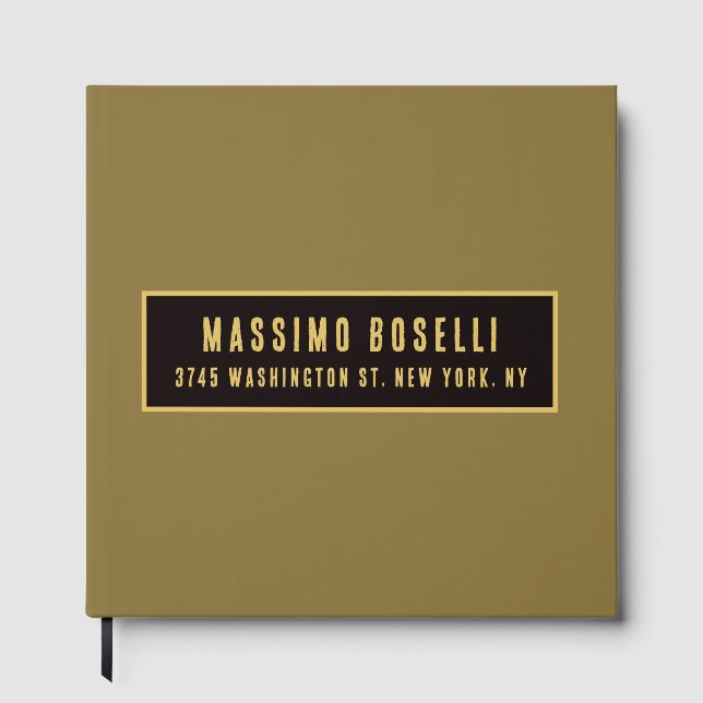Gold & Black Minimalist Professional Modern Guest Book (Front)