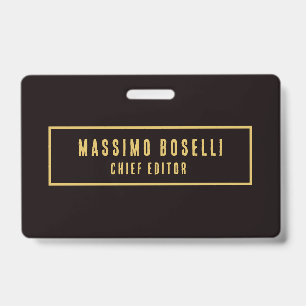 Gold & Black Minimalist Professional Modern ID Badge