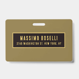Gold & Black Minimalist Professional Modern ID Badge