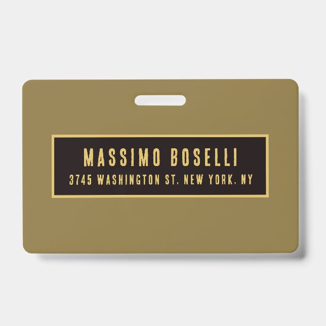 Gold & Black Minimalist Professional Modern ID Badge (Front)