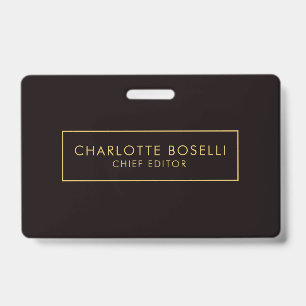 Gold & Black Minimalist Professional Modern ID Badge