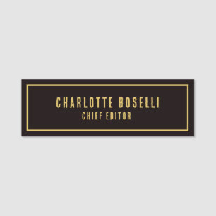 Gold & Black Minimalist Professional Modern Name Tag