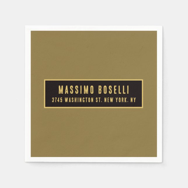 Gold & Black Minimalist Professional Modern Napkin (Front)